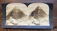 Egypt Stereoview Man on Cheops Pyramid Near Cairo with Golf Club Vintage Photo picture