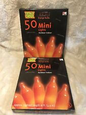Vintage Totally Ghoul Halloween 100 Mini Orange Bulb Lights Indoor Outdoor 32ft picture