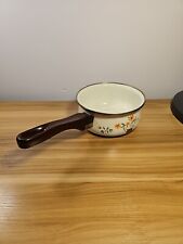 Vintage Countryside Collection Enamelware Pot Sauce Pan Floral Made in Spain picture