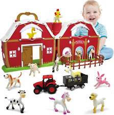 Big Red Barn Farm Figures Animals Toys for Toddlers, Cute Farm Figurines, Fence  picture