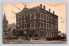Antique Postcard FREE LIBRARY DEATS Building Flemington NJ 1907 Cancel Vintage picture