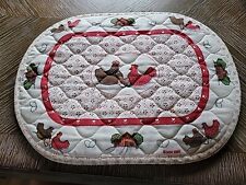 4 Vtg Handmade Chicken Placemats Quilted , Reversible. picture