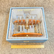 Michael Graves Design Bar Tool Set Wood Stand 6 Stainless Steel Tools picture