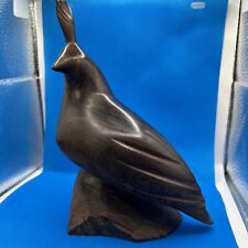 Vintage Gamble’s Quail Figurine Sculpture Hand Carved Iron Wood picture