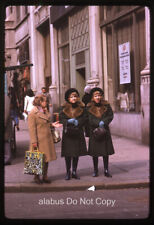 Orig 1975 SLIDE View of Older Women Twins Waiting on Curb to Cross Street Boston picture
