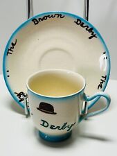 Vintage The Brown Derby Restaurant Hollywood Demitasse Cup & Saucer Hand Painted picture