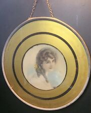 Antique Flue Cover Burnette With Ringlets Metal Frame Gold Matte  picture