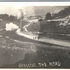 c1910s WWI Battlefield RPPC Shelling The Road Real Photo Postcard Artillery A85 picture