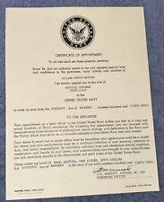 Vtg 1983 U. S.  Navy Certificate Of Appointment Hospital Corpsman Ephemera picture