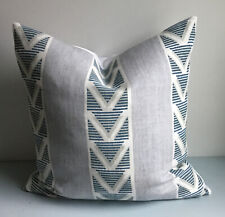 One Thibaut Pillow Cover Burton Stripe Blue Anna French 100 % Linen 22 X 22 picture