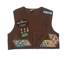 Vintage 1990's Brownie GIrl Scout Vest w/ Pins Patches Badges Size (6-8) USA picture