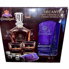 Crown Royal Decanter With 2 Drinking Glasses 4 Whiskey Stones And Pouch New picture
