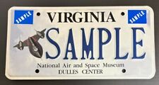 Virginia 1999 NATIONAL AIR & SPACE MUSEUM SAMPLE License Plate # SAMPLE picture