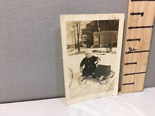 Vtg Photo 20's Little Boy Snow Suit Pedal Car p picture