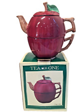 Ceramic Tea for One Teapot Mug Apple Peggy Jo Ackley 16 oz Handpainted CIC picture