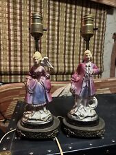 VINTAGE LEVITON VICTORIAN LADY AND GENTLEMEN LAMPS SET OF TWO picture