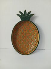 Vintage Pineapple Tray/basket With Wood Trim Made In The People's Republic Of Ch picture