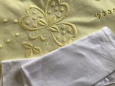 Very Large Vintage Antique Yellow Cotton Embroidered Tablecloth 288 x 166 cms picture
