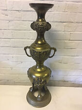 Large Asian Chinese or Japanese Brass Metal Candle Holder Foo Dog Decoration picture