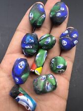 Ancient Old Green Glass Different Faces Mosaic Glass Beads picture