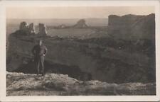 RPPC Postcard Man Posing in front of Canyons Southwest c. 1940s picture