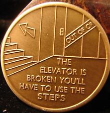 Bronze Alcoholics Anonymous AA Steps elevator Medallion Narcotics Token Coin picture