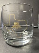 One Crown Royal Texas Whiskey Glass Limited Edition Gold Rocks Heavy Rare picture