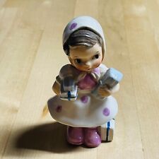 Vintage 1950s UCAGCO Ceramic Bonnet Girl w/ Presents Figurine Handpainted Japan picture