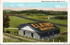 Municipal Airport, Elkins, West Virginia - 1939 linen Postcard - Airplanes picture