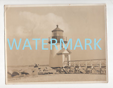 GREAT Vintage 1930's BRANT POINT LIGHTHOUSE 8x10 Photograph Nantucket MA Antique picture