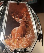 Vintage OK Lighting Lamp shade 6-Panel Glass, Deer Buck Antlers, 11”x14” picture