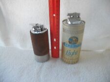 LOT OF 2 VINTAGE TABLE TOP LIGHTERS, WALNUT WOOD/CHROME & SCHLITZ LIGHT, 1950s picture