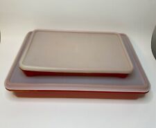 Vintage Paprika Red Tupperware Deli Meat and Cake Keepers  #1292-8 and #290-2 picture