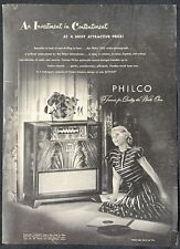 1948 Philco Radio Phonograph Woman Listening Life Magazine Vintage Print Ad picture