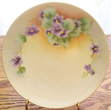 Vintage Hand Painted Decorative Floral Collector's Plate Purple Viola Flowers picture