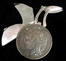 1870  SILVER ELOI PERNET CERES COIN KNIFE CIGAR CUTTER MULTI TOOL picture