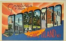 Greetings from Jamaica Long Island NY Large Letter Linen Postcard Queens NYC picture