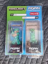 New FiGPiN 2 Pack MINECRAFT #1533 Steve & #1534 CREEPER 2pk Pair Figurines 2 Pk picture