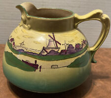 Rare Antique Haynes Ware Hand Painted Holland Sunset Pitcher Made In Holland picture