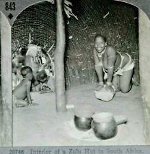 C.1910s Africa Tribal Family. Zulu Hut Interior. Adorable Baby. Pottery. VTG picture
