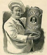 c1880s Royal Baking Powder Engraving Pastry Chef Baker Large Tin PAPER AD 3892 picture