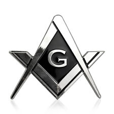 Masonic Silver Compass & Square G Symbol Auto Car Emblem w/ Sticker picture