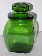 Vintage Wheaton Emerald Green Glass Apothecary Jar with Lid Canister 7 3/4
