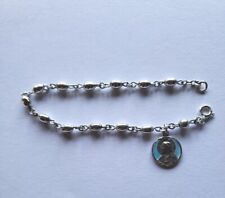 Vtg Sterling Silver Rosary Beads Bracelet Blue Enamel Sacred Heart Jesus Medal  picture