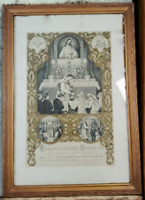 1919 Austria Framed Religious Document Jesus Baptism Priest Vintage Frame Wall picture