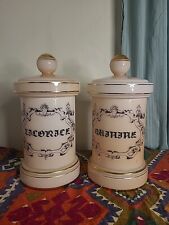 Vintage 1950s Medical Pink Apothecary Jars Gold Stenciled Retro McM picture