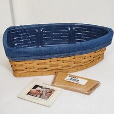 Longaberger 2005 Row Your Boat Basket+Liner+Prot+Wooden Divider ORGANIZE OFFICE picture