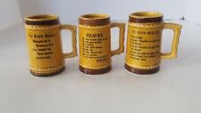 Lot of 3 Vintage Mini Beer Steins Gold - Heaven, An Irish Prayer, To Your Health picture
