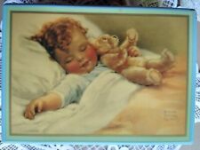 Bessie Pease Gutmann Musical Jewelry Box Happy Dreams 1987 Baby Teddy Bear picture