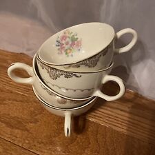 4 Vintage Unmarked Floral Coffee Tea Cups picture